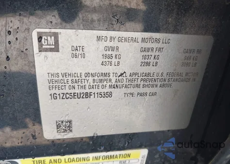 2011 Chevrolet Malibu 1Lt from USA, damaged, VIN 1G1ZC5EU2BF115358